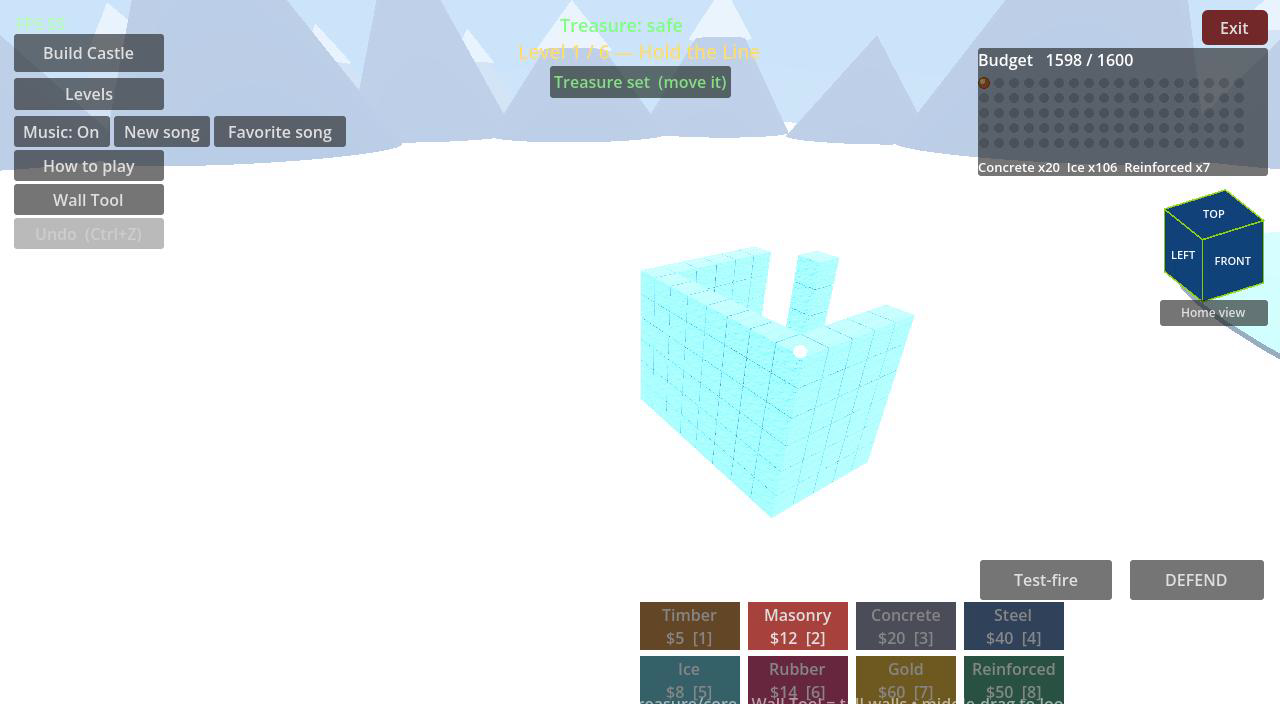 An ice castle among snow-capped peaks