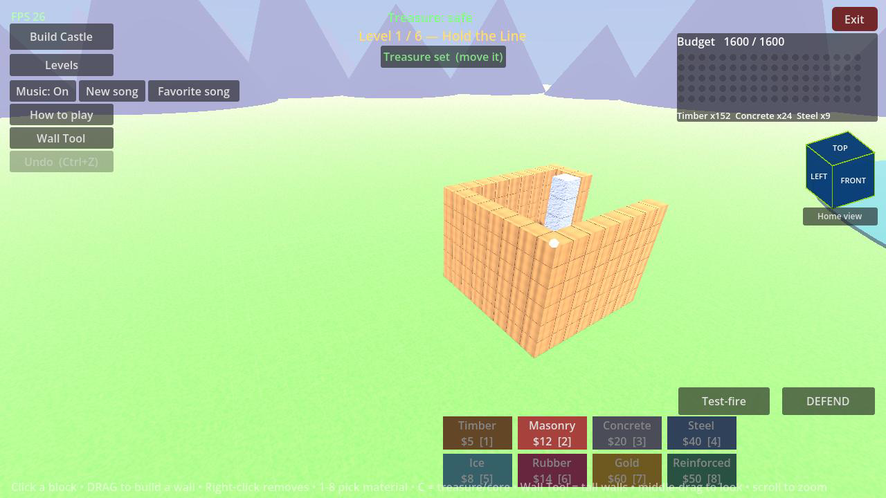A timber castle in a sunny meadow